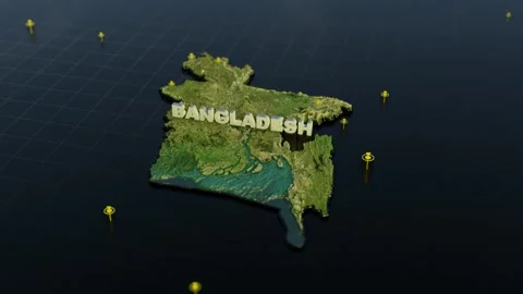Bangladesh 3D Map With Animation Video stock 302194417
