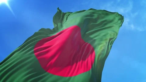 Bangladesh Flag Low Angle View Stock-Footage 295684752
