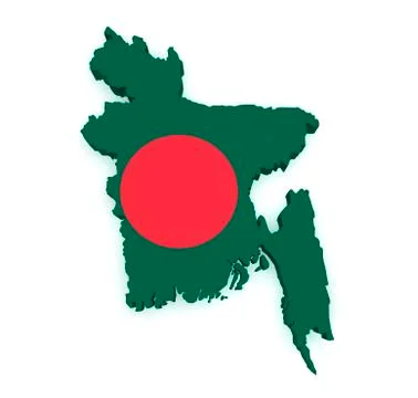 Bangladesh flag map 3d shape Stock Illustration