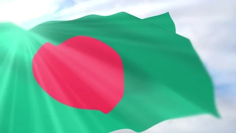 Bangladesh Flag Seamless Loop 4k 60fps on Sky Background Stock Footage 340623124