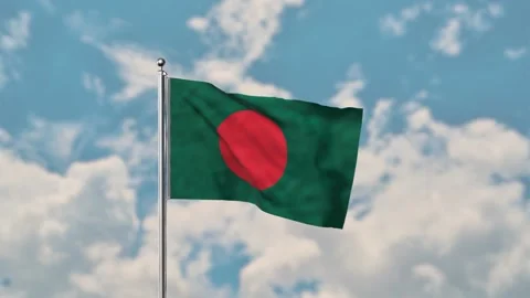 Bangladesh Flag Waving In The Blue Sky R... | Stock Video | Pond5