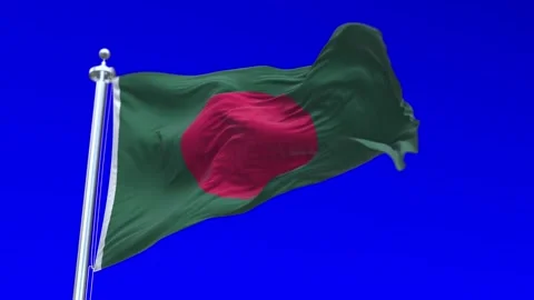 Bangladesh Flag Waving in Loopable and Textured green screen background Video stock 296876455