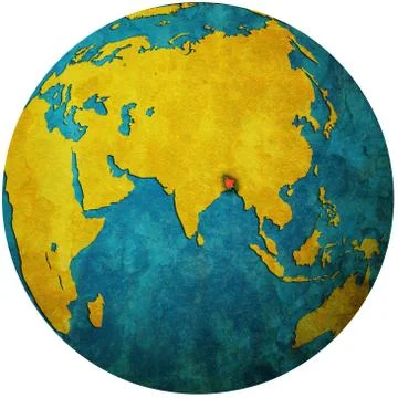 Bangladesh on globe map Stock Illustration