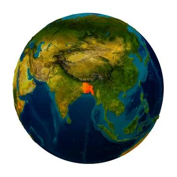 Bangladesh highlighted on globe Stock Illustration