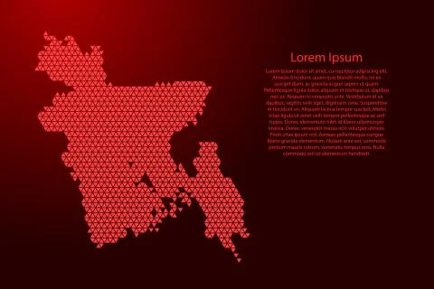 Bangladesh map abstract schematic from red triangles repeating pattern Stock Illustration