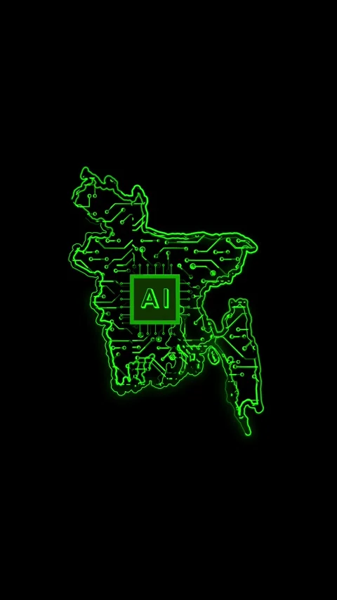 Bangladesh Map AI Chipset Technology Opener Stock-Footage 337171127