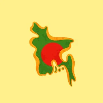 Bangladesh - Map colored with Bangladeshi flag Stock Illustration