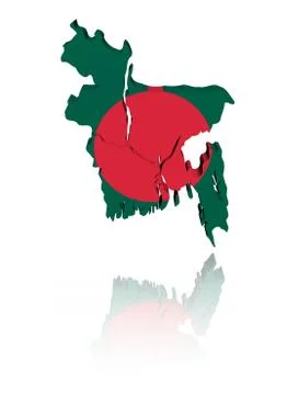 Bangladesh map flag 3d render with reflection illustration Stock Illustration