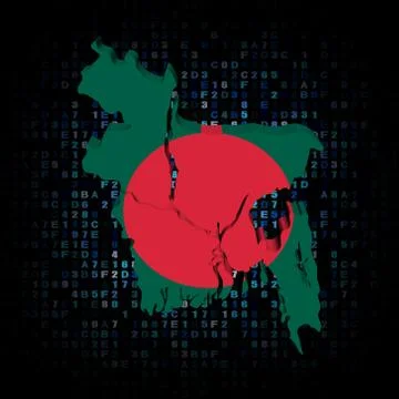 Bangladesh map flag on hex code illustration Stock Illustration