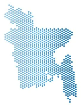 Bangladesh Map Hex-Tile Scheme 库存插图