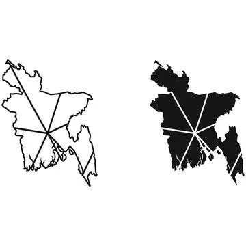 Bangladesh map with lines and sections Illustrazione stock