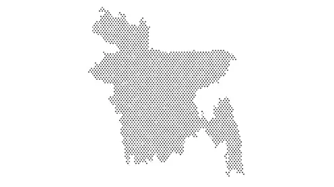 Bangladesh map from particles, dots. Digital silhouette. Abstract animation.. Stock Footage 300884849