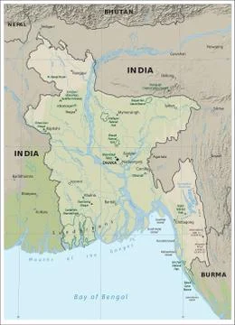 Bangladesh physiography map Stock Illustration