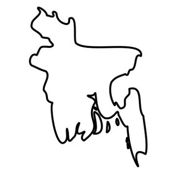 Bangladesh - solid black outline border map of country area. Simple flat vector 스톡 일러스트