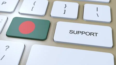 Bangladesh Support Concept. Button Push 3D Illustration. Support of Country o Illustrazione stock