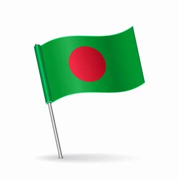 Bangladeshi flag map pointer layout. Vector illustration. Stock Illustration