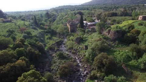 Banias - Sa'ar stream (Nahal Sa'ar); Wine press Video stock 64145954