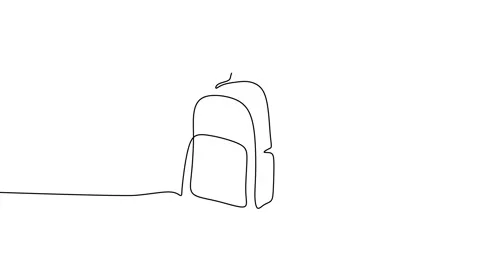 Banimation style. Rucksack black line sketch on white background Stock Footage 227446481