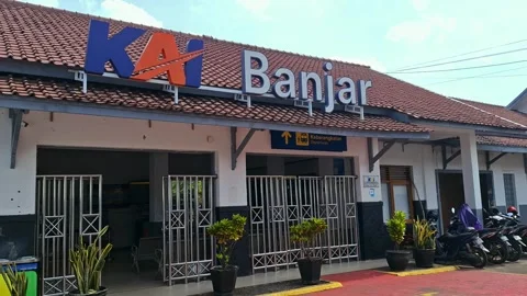 Banjar train station is a large class train station located in Banjar-West Java. Stock Footage 292123256
