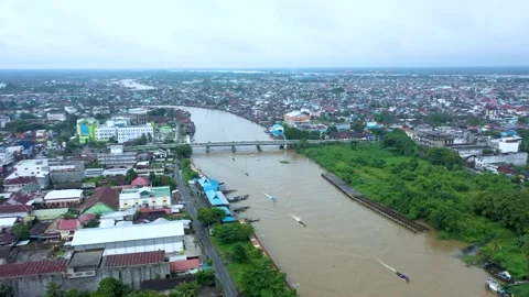 Banjaramsin city from sky Stock Footage 263096341