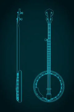 Banjo blueprints Stock Illustration