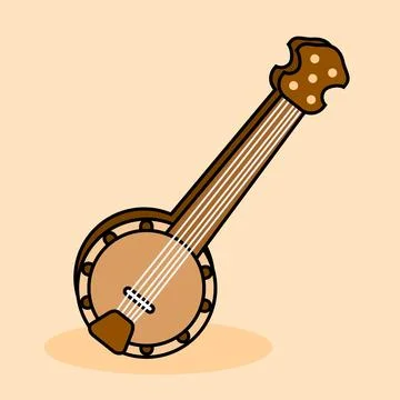Banjo cartoon vector illustration. Suitable for traditional musical instrument Stock Illustration