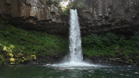 Banjo Falls Waterfall Centered View, Izu, Japan (4K) Stock Footage 341364778