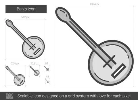 Banjo line icon Stock Illustration