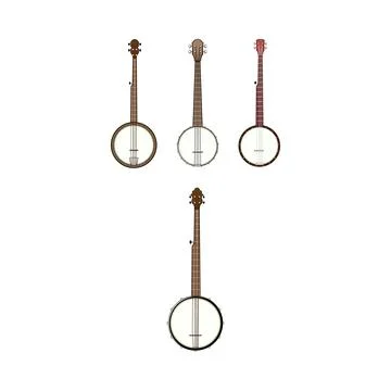 Banjo musical instruments featuring strings and sound resonators 스톡 일러스트
