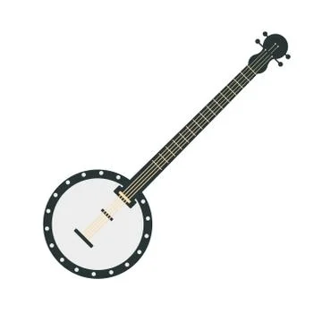 Banjo, Part Of Musical Instruments Set Of Realistic Cartoon Vector Isolated Stock Illustration