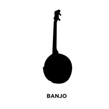 Banjo silhouette on white background, vector illustration Stock Illustration
