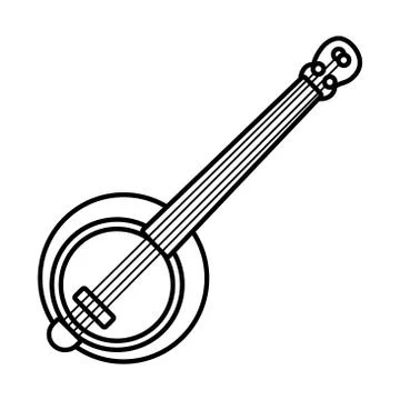 Banjo string instrument line style icon Stock Illustration