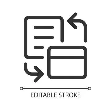 Bank account statement pixel perfect linear ui icon Stock Illustration