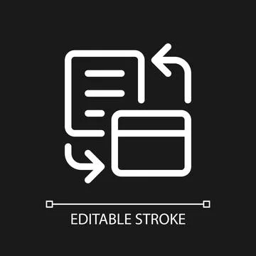 Bank account statement pixel perfect white linear ui icon for dark theme Stock Illustration