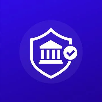 Bank and a shield icon, vector 스톡 일러스트
