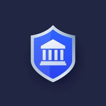 Bank and shield logo design, vector icon 스톡 일러스트