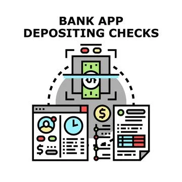 Bank application depositing checks using mobile technology Stock Illustration
