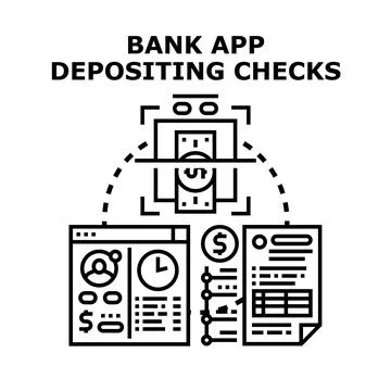 Bank application depositing checks using mobile technology Stock Illustration