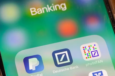Bank apps on a iphone x Stock Photos
