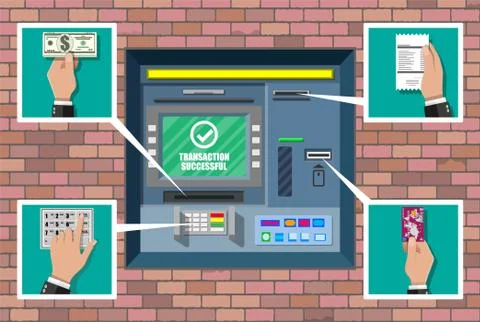 Bank ATM. Automatic teller machine. Stock Illustration