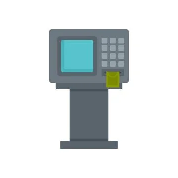 Bank atm machine icon flat isolated Illustrazione stock