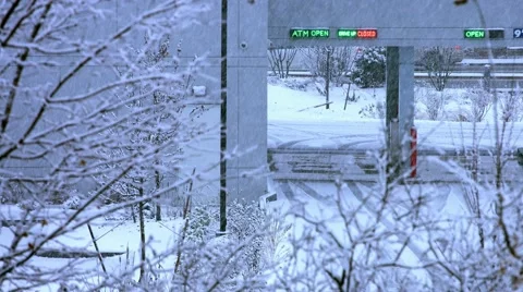 Bank ATM Machine in The Snow Stock Footage 44343547