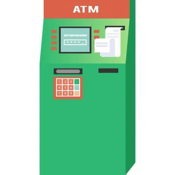 Bank atm machine vector icon isolated on white Stock Illustration