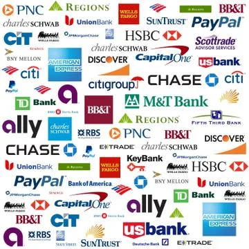 Bank Brands Logo Compilation Stock Illustration