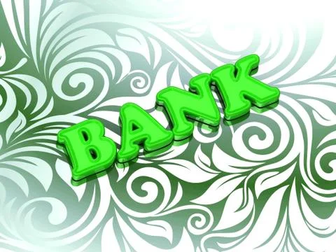 BANK - bright color letters on nice green ornament background Stock Illustration