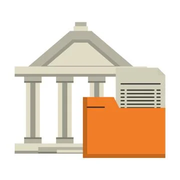 Bank building and folder document symbol Ilustración de archivo