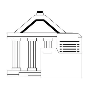 Bank building and folder document symbol 库存插图
