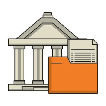 Bank building and folder document symbol 库存插图
