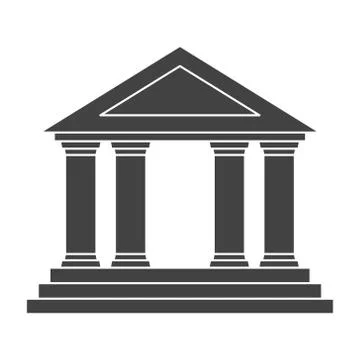 Bank building black flat vector icon. Classic view. Stock Illustration