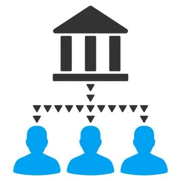 Bank Building Client Links Flat Vector Symbol Stock Illustration